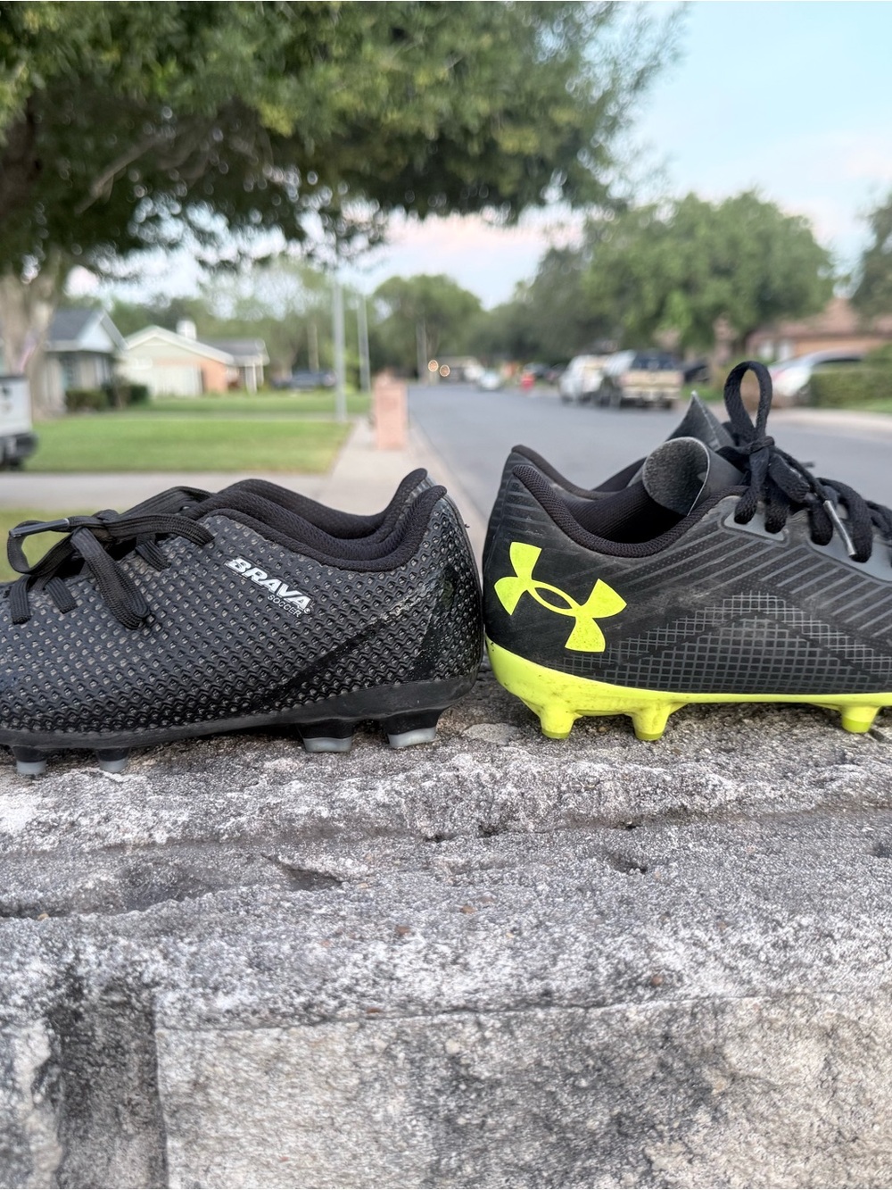 Under Armour Black and Neon Yellow Kids Soccer Cleats